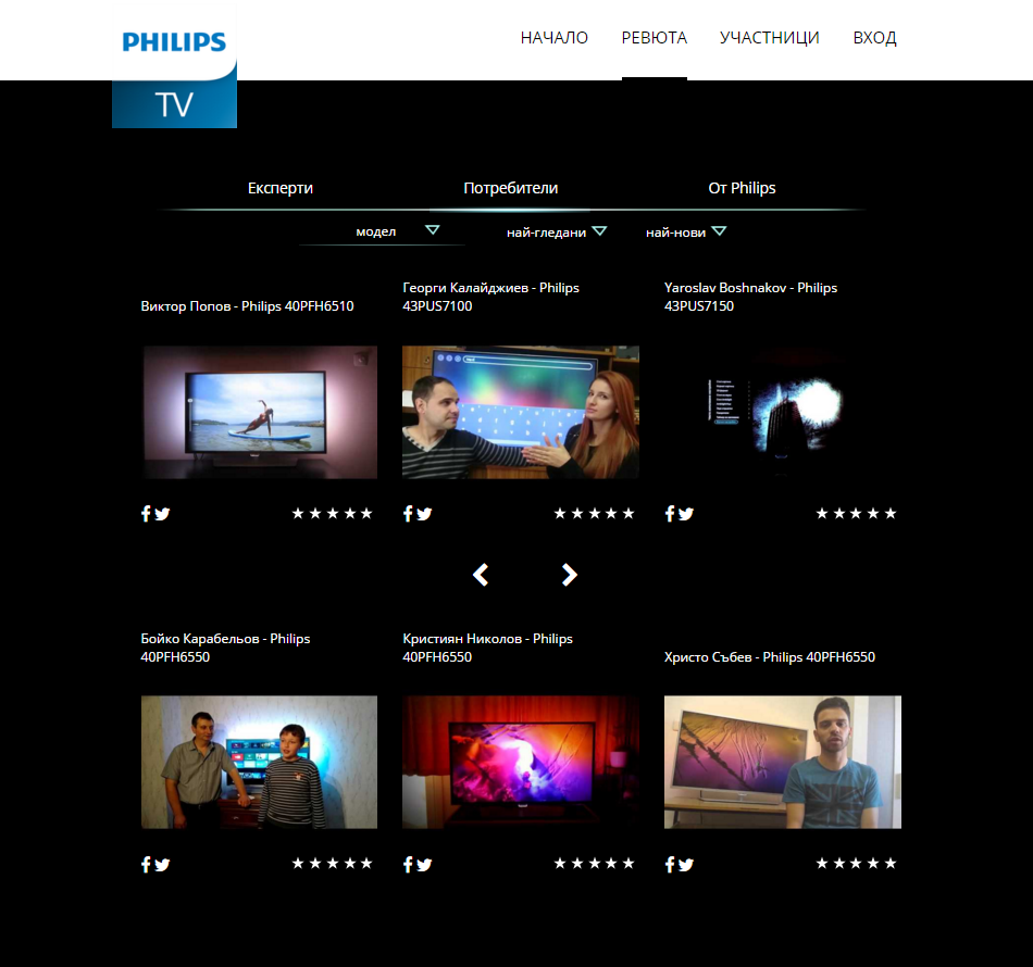 Потребители оцениха телевизорите Philips  в повече от 70 видео ревюта
