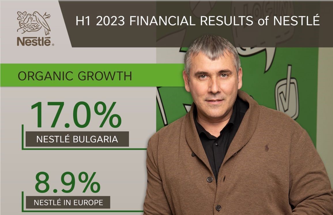 Нестле Групата отчита органичен ръст от 8,7% за първата половина на 2023, като годишната прогноза е за повишаването му